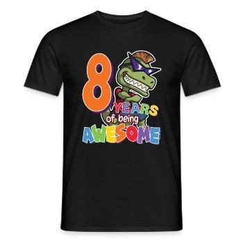 8. Geburtstag Geschenk für Jungen, Dino Dinosaurier, 8 Jahre - Männer T-Shirt - Schwarz - Vorne - AI Model Male 178 light (178cm)