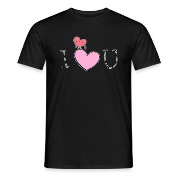 Je t’aime coeur dessin animé rose - T-shirt homme - noir - Devant - AI Model Male 178 light (178cm)
