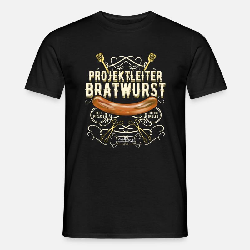 Grillen Design Projektleiter Bratwurst - Männer T-Shirt - Schwarz