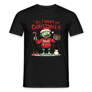 Funny zombie in Christmas sweater - Men's T-Shirt - black - Front - AI Model Male 178 light (178cm)
