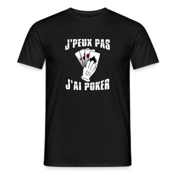 J'peux pas j'ai poker. Humour fans de poker - T-shirt homme - noir - Devant - AI Model Male 178 light (178cm)