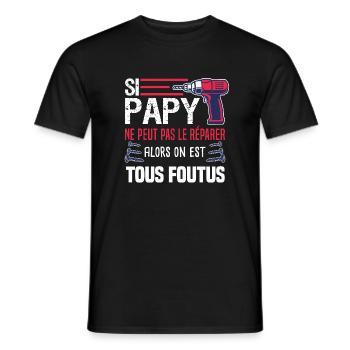 si papy ne peux pas le réparer humour bricolage - T-shirt homme - noir - Devant - AI Model Male 178 light (178cm)