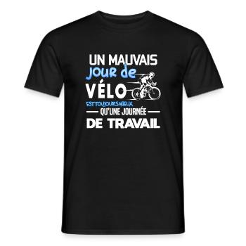 Un mauvais jour de vélo humour passion cycliste - T-shirt homme - noir - Devant - AI Model Male 178 light (178cm)