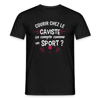 Courir chez le caviste, Vin, Humour métier caviste - T-shirt homme - noir - Devant - AI Model Male 178 light (178cm)