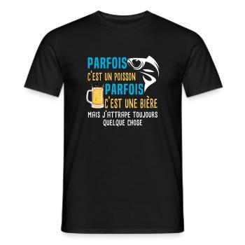 parfois c'est un poisson humour pêcheur pêche. - T-shirt homme - noir - Devant - AI Model Male 178 light (178cm)