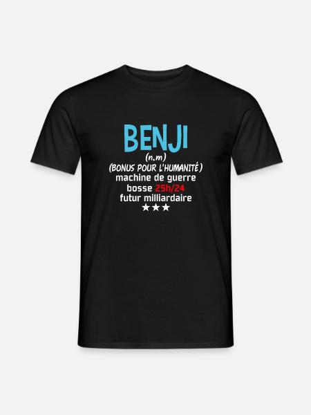 Prénom, Benjamin, Benji, idée cadeau drôle, humour - T-shirt homme - noir