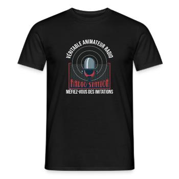 Véritable animateur radio, idée cadeau radios - T-shirt homme - noir - Devant - AI Model Male 178 light (178cm)