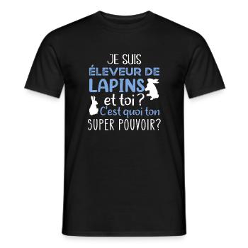Cuniculteur éleveur de lapins, humour métier homme - T-shirt homme - noir - Devant - AI Model Male 178 light (178cm)