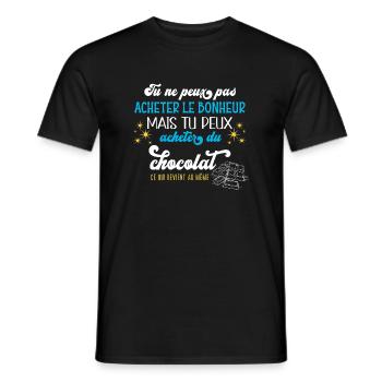 Humour chocolat, idée cadeau, bonheur et chocolats - T-shirt homme - noir - Devant - AI Model Male 178 light (178cm)