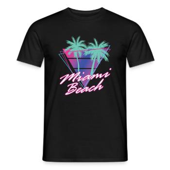 Miami Beach Florida Retro Synthwave - T-shirt homme - noir - Devant - AI Model Male 178 light (178cm)