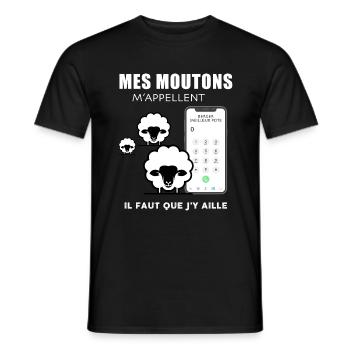 t-shirt mes moutons m'appellent - T-shirt homme - noir - Devant - AI Model Male 178 light (178cm)