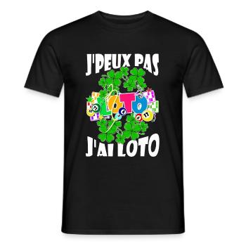 j'peux pas j'ai loto cochon pig, carte - T-shirt homme - noir - Devant - AI Model Male 178 light (178cm)