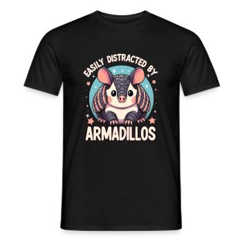 Leicht abgelenkt durch Armadillos Gürteltier - Männer T-Shirt - Schwarz - Vorne - AI Model Male 178 light (178cm)