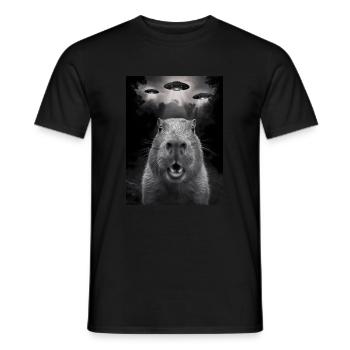 Capybara Selfie OVNI Extraterrestres Drôles D’animaux Photos - T-shirt homme - noir - Devant - AI Model Male 178 light (178cm)