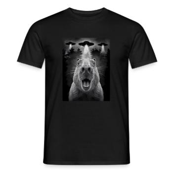 Capybara Selfie OVNI Extraterrestres Drôles D’animaux Photos - T-shirt homme - noir - Devant - AI Model Male 178 light (178cm)