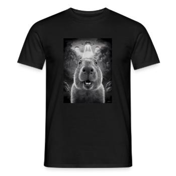 Capybara Selfie OVNI Extraterrestres Drôles D’animaux Photos - T-shirt homme - noir - Devant - AI Model Male 178 light (178cm)