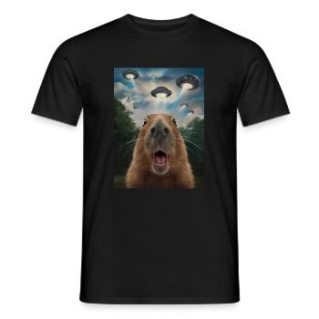 Capybara Selfie OVNI Drôle d’animaux Photos - T-shirt homme - noir - Devant - AI Model Male 178 light (178cm)