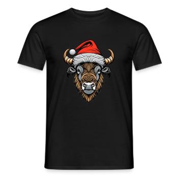 Bison Weihnachten Santa - Männer T-Shirt - Schwarz - Vorne - AI Model Male 178 light (178cm)