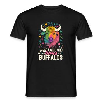 Nur ein Mädchen, das Buffalos liebt Büffel - Männer T-Shirt - Schwarz - Vorne - AI Model Male 178 light (178cm)