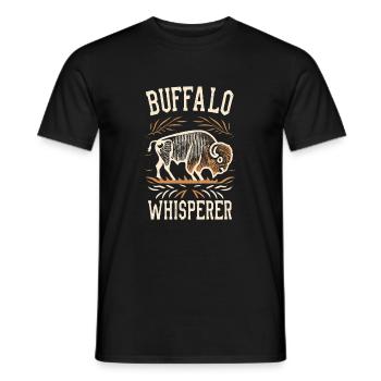 Buffalo Whisperer - Männer T-Shirt - Schwarz - Vorne - AI Model Male 178 light (178cm)