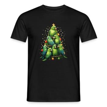 Budgie Parakeet Christmas Tree - Men's T-Shirt - black - Front - AI Model Male 178 light (178cm)