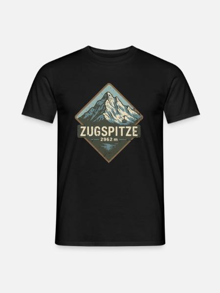 Zugspitze Bergsteiger Vintage Badge 2962m Alpen - Männer T-Shirt - Schwarz