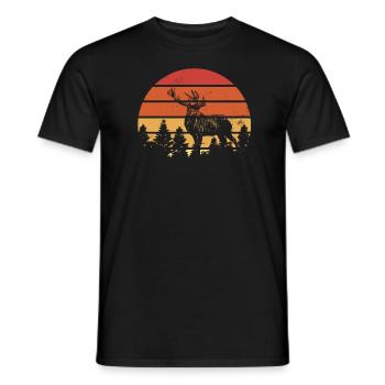 Chasseurs de bois vintage de la forêt de cerfs - T-shirt homme - noir - Devant - AI Model Male 178 light (178cm)