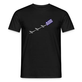 Greece Greek Flag Greek Heartbeat - Men's T-Shirt - black - Front - AI Model Male 178 light (178cm)
