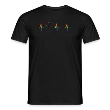 Lgbtq Regenbogenflagge Herzschlag Lesbisch Queer - Männer T-Shirt - Schwarz - Vorne - AI Model Male 178 light (178cm)