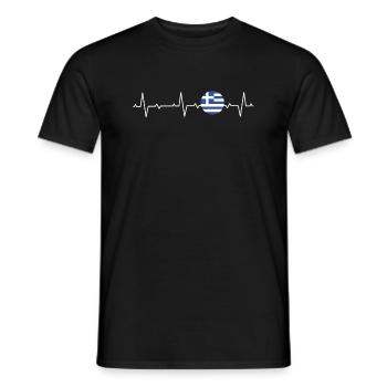Greece Greek Flag Greek Heartbeat - Men's T-Shirt - black - Front - AI Model Male 178 light (178cm)