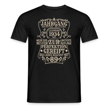 Geburtstagsgeschenk Geboren 1934 89 Jahre - Männer T-Shirt - Schwarz - Vorne - AI Model Male 178 light (178cm)