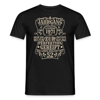 Geburtstagsgeschenk Geboren 1971 52 Jahre - Männer T-Shirt - Schwarz - Vorne - AI Model Male 178 light (178cm)