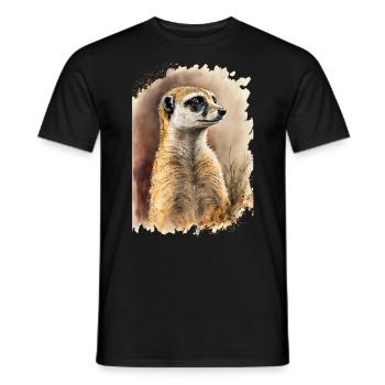 Aquarelles de suricates mignonnes - T-shirt homme - noir - Devant - AI Model Male 178 light (178cm)