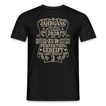 Geburtstagsgeschenk Geboren 2020 3 Jahre - Männer T-Shirt - Schwarz - Vorne - AI Model Male 178 light (178cm)