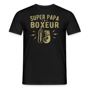 Super Boxing Papa Vater Boxen Papa - Boxer Geschenk - Männer T-Shirt - Schwarz - Vorne - AI Model Male 178 light (178cm)