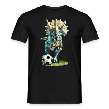 Fußball Soccer Triceratops Dinosaurier Dino - Männer T-Shirt - Schwarz - Vorne - AI Model Male 178 light (178cm)