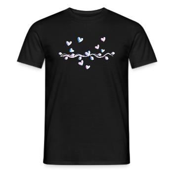 Branch Line Natural Leaves Hearts - T-shirt homme - noir - Devant - AI Model Male 178 light (178cm)