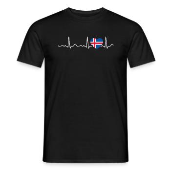 Iceland - heartbeat, pulse, heart line, ECG - Men's T-Shirt - black - Front - AI Model Male 178 light (178cm)