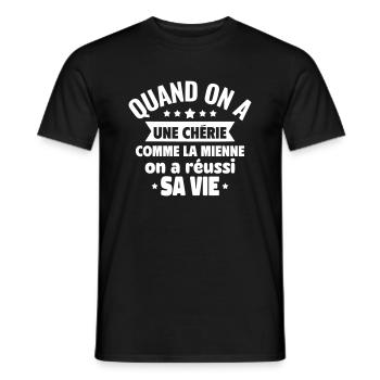 Une petite amie comme la mienne,couple,amoureux - T-shirt homme - noir - Devant - AI Model Male 178 light (178cm)
