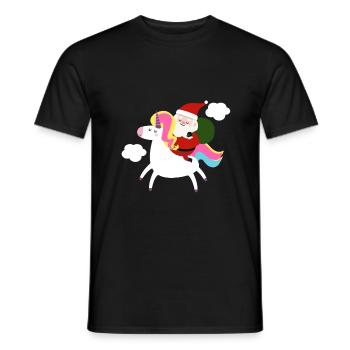 Idée de cadeau d'hiver sucrée Père Noël Licorne - T-shirt homme - noir - Devant - AI Model Male 178 light (178cm)