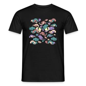 Japanese wind clouds - Men's T-Shirt - black - Front - AI Model Male 178 light (178cm)