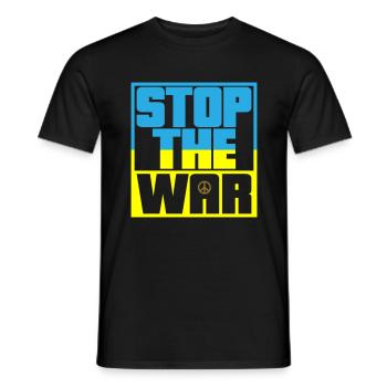 Les couleurs peuvent être modifiées | Arrêtez la guerre | Pas de guerre - T-shirt homme - noir - Devant - AI Model Male 178 light (178cm)
