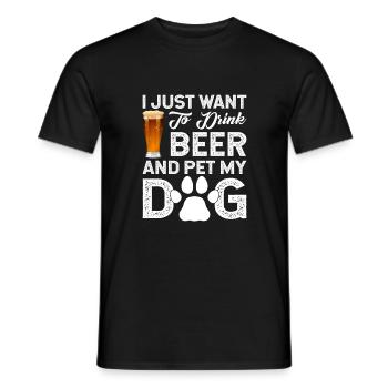 ICH MÖCHTE NUR BIER TRINKEN UND MEINEN HUND STREICHELN - Männer T-Shirt - Schwarz - Vorne - AI Model Male 178 light (178cm)