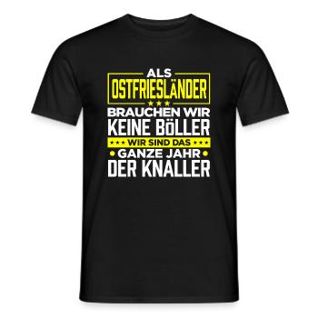 OSTFRIESLÄNDER - Böller - Männer T-Shirt - Schwarz - Vorne - AI Model Male 178 light (178cm)