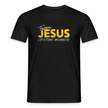 Membre à vie de l'équipe Jesus - T-shirt homme - noir - Devant - AI Model Male 178 light (178cm)