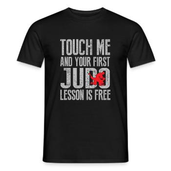 Touch Me And Your First Judo Lesson Is Free - Men's T-Shirt - black - Front - AI Model Male 178 light (178cm)