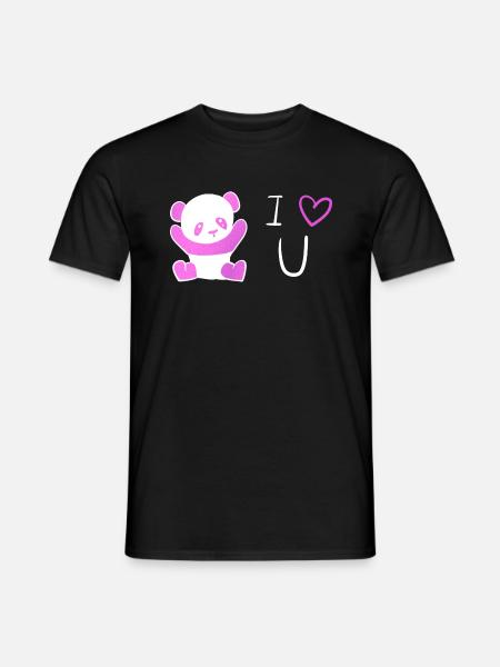 panda rose je t’aime - T-shirt homme - noir