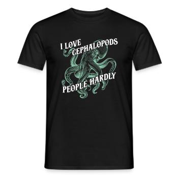 J’adore les céphalopodes pieuvres, les humains à peine - T-shirt homme - noir - Devant - AI Model Male 178 light (178cm)