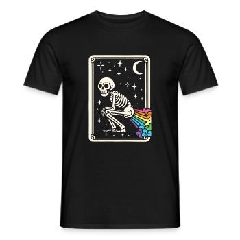Tarot Card Skeleton Farting Rainbows LGBT - Men's T-Shirt - black - Front - AI Model Male 178 light (178cm)
