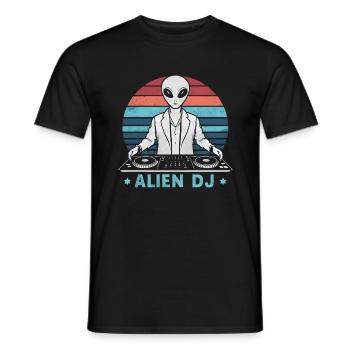 alien dj vintage sunset - Männer T-Shirt - Schwarz - Vorne - AI Model Male 178 light (178cm)